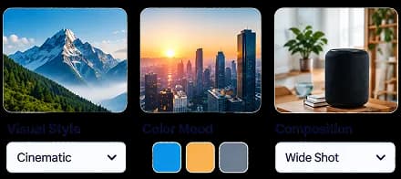 Visual style, color mood, and composition controls for the thumbnail