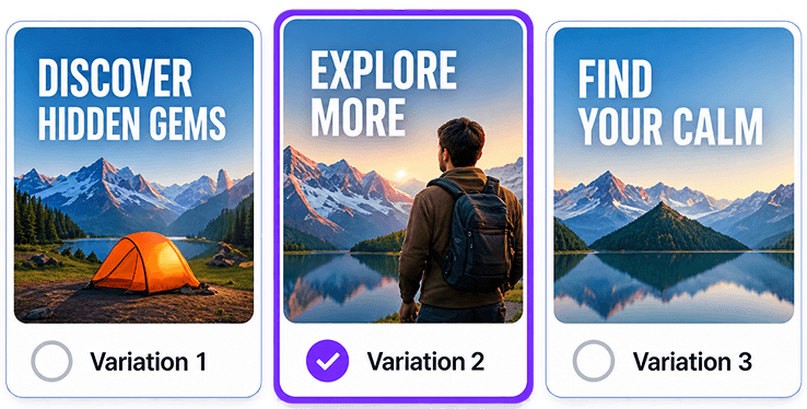 Multiple ad layout variations with one selected