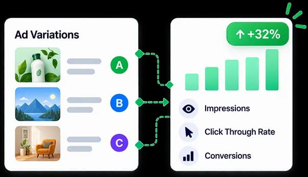 Ad variations with performance metrics and testing insights