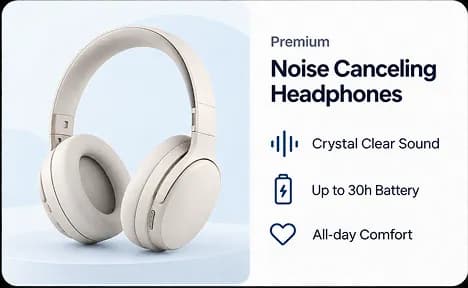 Product details for premium noise canceling headphones