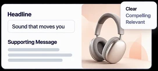 Headline and supporting message for Sound that moves you
