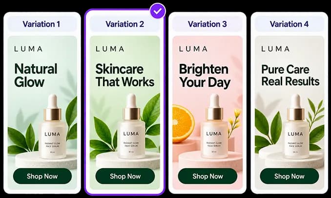 Four banner variations with one selected