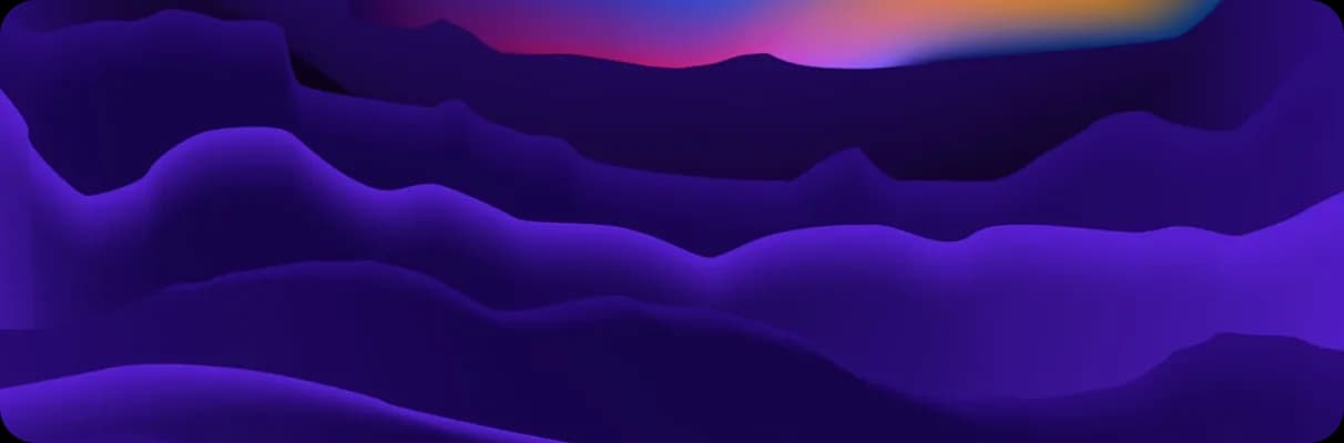 Layered purple and orange landscape representing a complete visual world