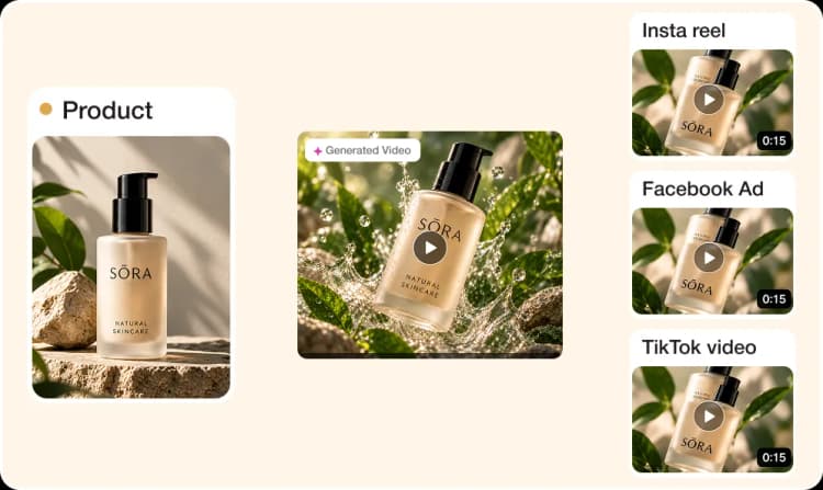Product identity expanded into Instagram reel, Facebook ad, and TikTok video