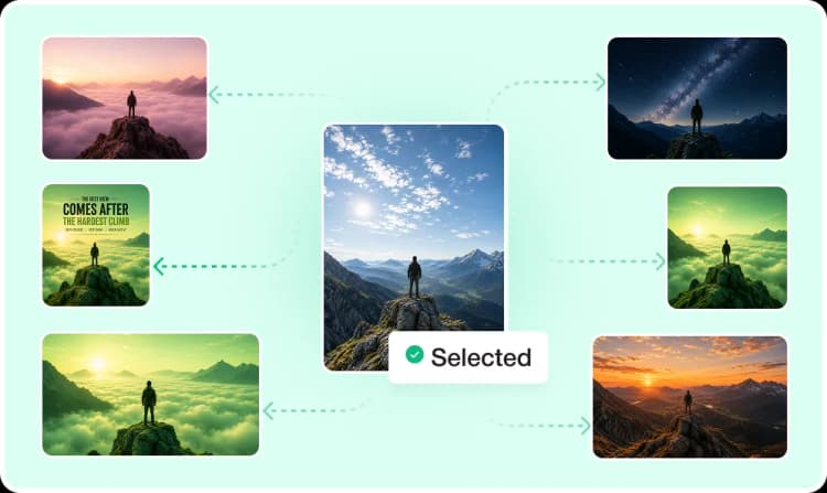 Selected image with multiple creative variations