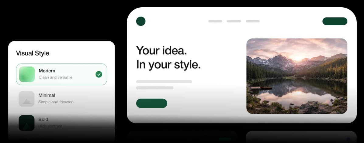 Visual style picker with modern style selected