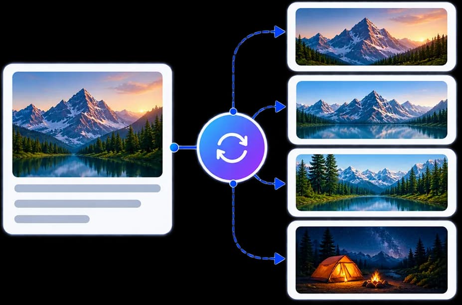 Multiple infographic variations generated from the same information