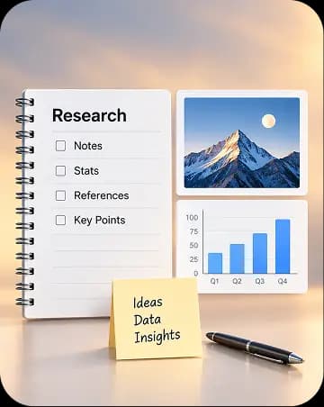 Research notes, data, and insights for infographic information