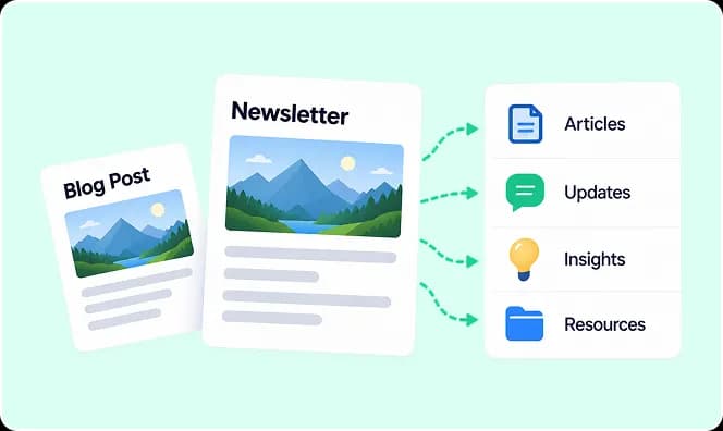 Content team converting articles and updates into a structured newsletter